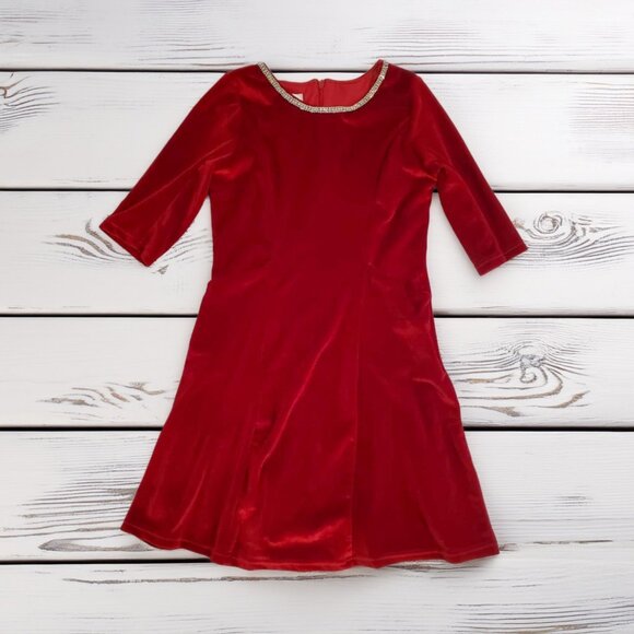 Chasing Fireflies Red Velvet Dress Size 8 - Picture 1 of 5